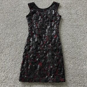 Vintage Caché Dress Womens 2 Black Lace Sequin Scoop Neck Sheath Short Party